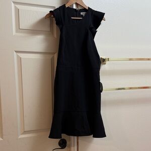 Chelsea28 Black Midi Dress with Ruffle Hem